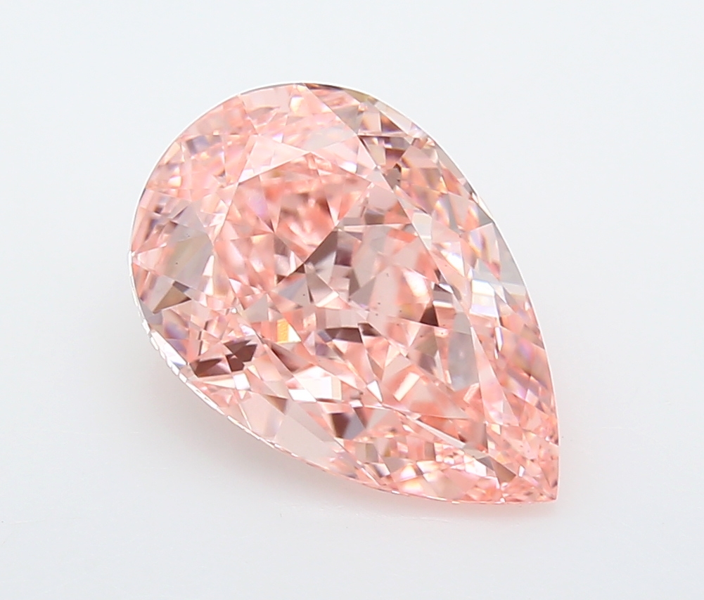 4.76 carat Fancy Vivid Pink Pear lab grown diamond, VS1, IGI certified